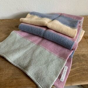 Lan Andrius knit color block wool wrap pastel multicolor scarf